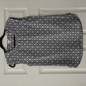 J. CREW FACTORY Aztec Pattern Sleeveless Blouse Black & White